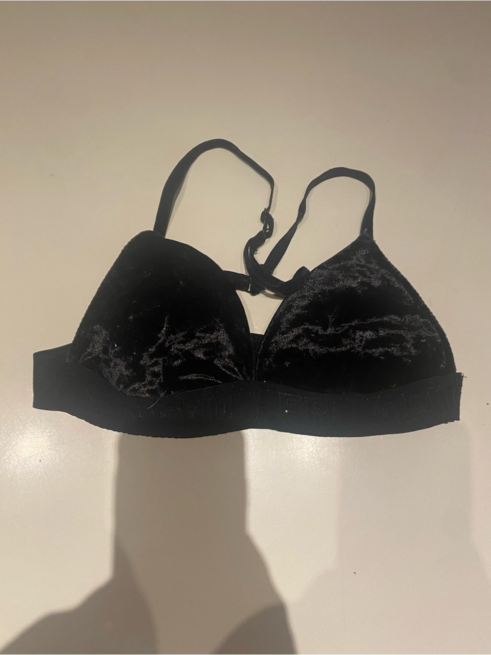 Aeropostale Black Velvet Bralette with Adjustable Straps